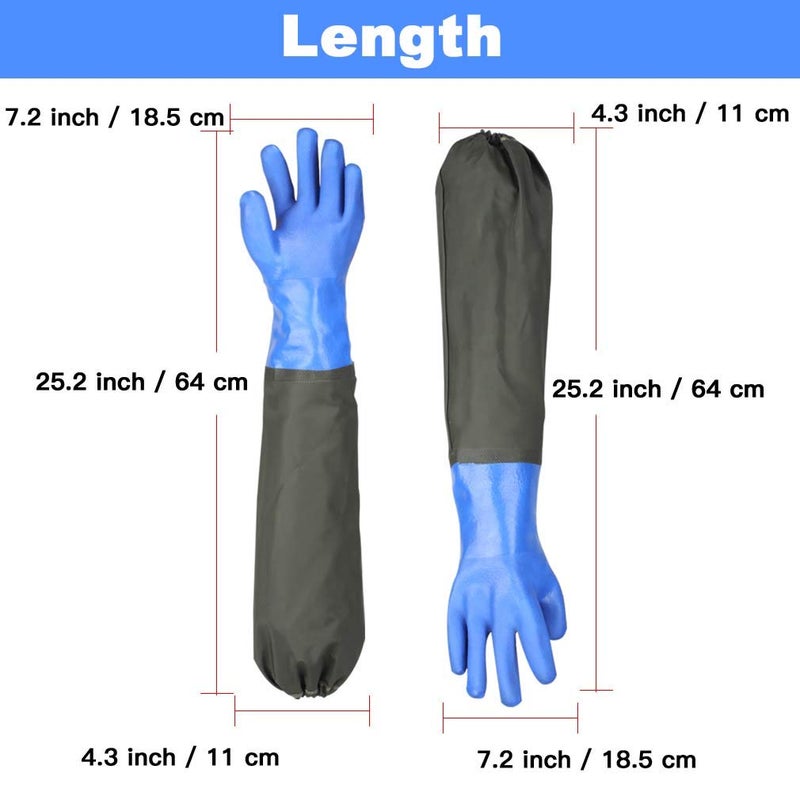 Haiou PVC Chemical Resistant, Long Rubber, Heavy Duty Waterproof Gloves for Chemical and Acid Work, 25 inches, Large-(Blue) - Image 4